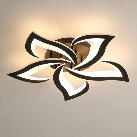 Modern Led Ceiling Light,60W Creative Petals Design Ceiling Light,Acrylic Ceiling Lamp,for Living Room Diameter Black 3000K