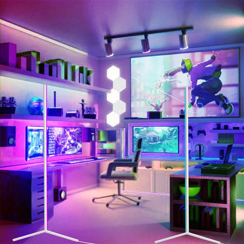 LUVODI RGB LED Floor Corner Lamp Mood Night Light Holiday Party Streaming Gaming Decor