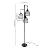 KOMORE Black Modern Industrial Style 3-head Floor Lamp with Irregular Shade for Living Room Office, Bedroom, Hallway, Porch