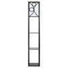 3 in 1 Wooden and Linen Floor Lamp with Shelves,Black Geometric Pattern