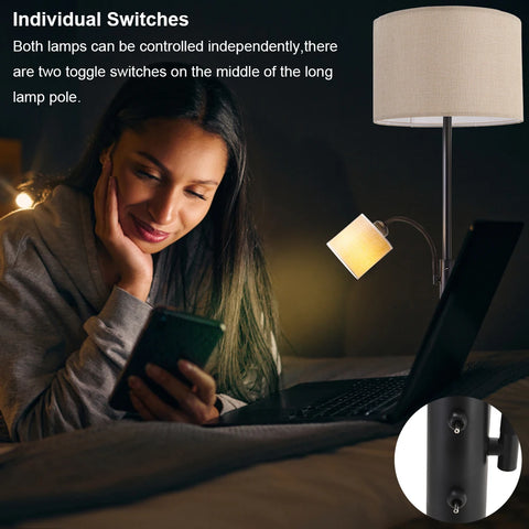 2-Light Floor Standing Lamp with Adjustable Head