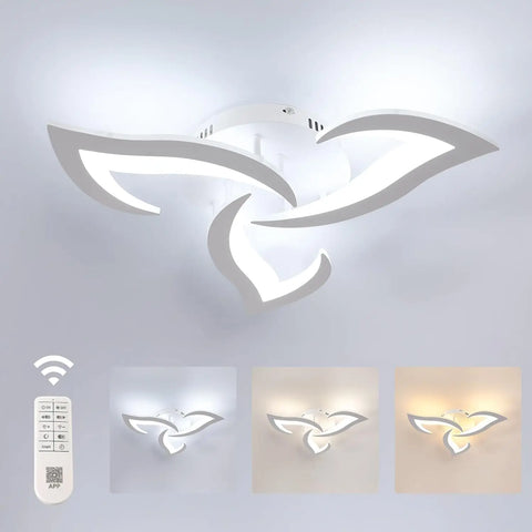 Dimmable LED Ceiling Light, 35W 4000LM Modern Ceiling Lamp with Telecommande/APP, 3000k-6500k Φ58cm, Créatif Pétales Design Lumi