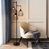 KOMORE Black Modern Industrial Style 3-head Floor Lamp with Irregular Shade for Living Room Office, Bedroom, Hallway, Porch