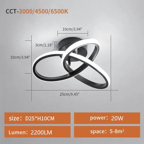 Modern LED Ceiling Lamp,20W 2200LM LED Ceiling Light for Bedroom Dining Room Kitchen Hallway Living Room,Diameter 25cm,Dimmable