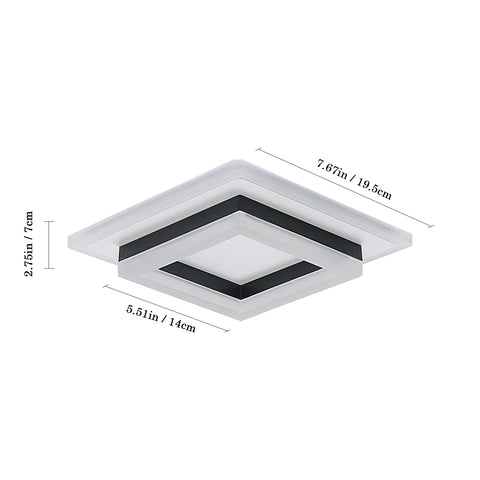 Modern LED Ceiling Light, Square Ceiling Lamps 24W, Acrylic Ceiling Light for Bathroom, Hallway, Bedroom, Cool White Light 6500K