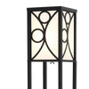 3 in 1 Wooden and Linen Floor Lamp with Shelves,Black Geometric Pattern