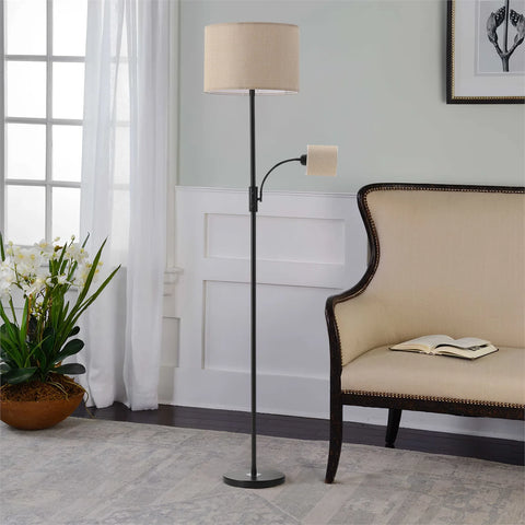 2-Light Floor Standing Lamp with Adjustable Head