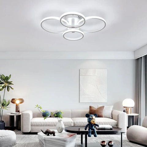Modern LED Ceiling Light,5400LM 48W Round Ceiling Lamp,White Acrylic Metal Ceiling Light for Living Room,Bedroom,6500K