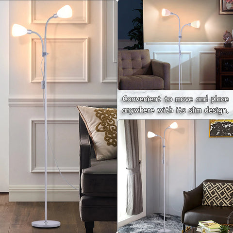 KOMORE Modern 2 Head Standing Floor Lamp Adjustable Lamp Heads 180cm Bronze&Grey  for Living Room, Office, Bedroom, Hallway
