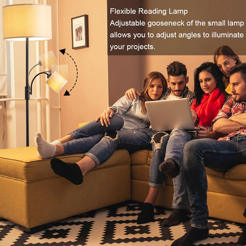 2-Light Floor Standing Lamp with Adjustable Head
