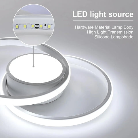 LED Ceiling Light 40cm Diameter,42W Modern Round Ceiling Lamp 4800lm,Cool White 6500K,White Ceiling Light for Living Room Dining
