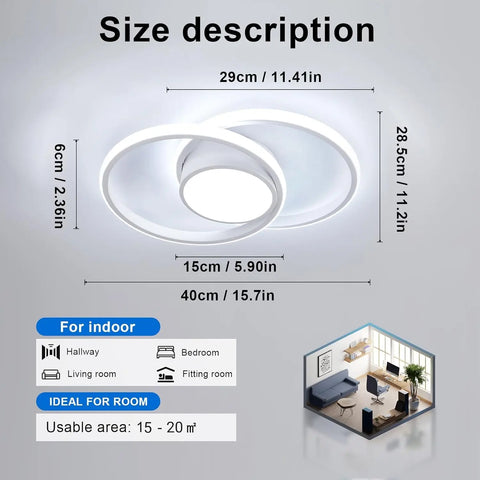 LED Ceiling Light 40cm Diameter,42W Modern Round Ceiling Lamp 4800lm,Cool White 6500K,White Ceiling Light for Living Room Dining
