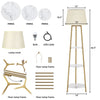 LUVODI Utility Tall Pole Floor Lamp Standing Reading Light with 3 Tier Marble Shelves