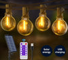 Solar and USB Festoon Outdoor Lights 40 G40 Bulbs 15.5m
