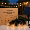 Full length view of 15m solar festoon lights with 20 Edison bulbs