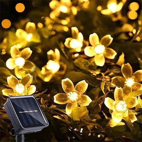 Set of 2 Solar Flower Fairy Lights / Outdoor Decorative Flowers top LED Lights / Wat