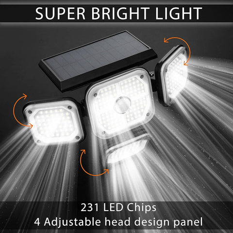 Solar Motion Sensor Security Lights 231 LED Outdoor Waterproof 2 Pack - Solightify