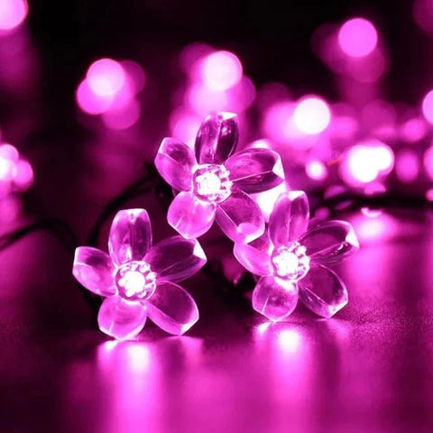 Solar Outdoor Waterproof Fairy Flower Garden String Lights (Pink) - Solightify