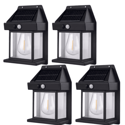 Wide-angle head solar PIR security light showing broad coverage