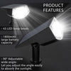 Solightify solar landscape spotlights in a 2-pack, IPX7 waterproof, with three adjustable brightness modes for garden lighting.