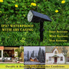Solightify solar landscape spotlights 2-pack with adjustable heads, IPX7 waterproof, three brightness modes for garden lighting.
