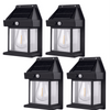 Solightify 4-pack solar PIR garden security lights with wide-angle, 3 modes, IP65 weatherproof, mounted on a garden fence.