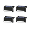 Set of four Solightify waterproof solar decking lights illuminating outdoor garden pathways at night.
