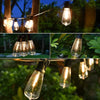Solightify solar festoon string lights with 30 Edison bulbs, 9.8m length, 8 lighting modes, remote control included.