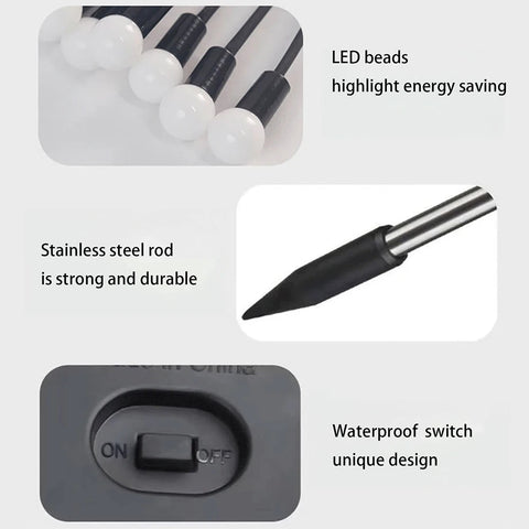 Solightify waterproof solar fairy lights with 10 flickering LEDs, swaying gently for garden path decoration.