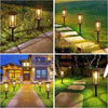 Set of four waterproof solar garden lights by Solightify with square-shaped design and motion sensor for outdoor illumination.