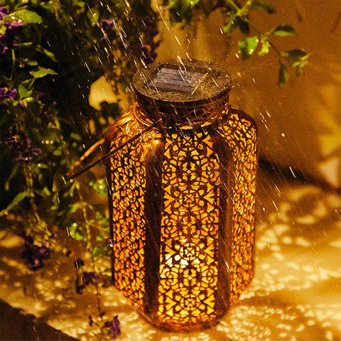 Solightify Moroccan solar-powered retro outdoor hanging lantern, waterproof garden and patio light, single pack, decorative and functional.