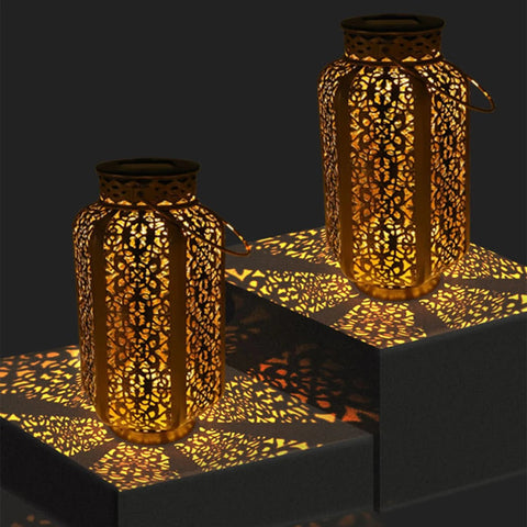Moroccan-style solar-powered outdoor hanging lantern by Solightify, waterproof for garden and patio lighting, 1 pack.