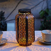 Moroccan-style Solightify solar-powered outdoor hanging lantern with waterproof design for garden and patio lighting, one pack.