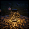 Black solar Moroccan hanging lantern by Solightify, outdoor waterproof lantern with shadow projecting design for outdoor decor.