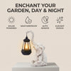 White solar-powered elephant lantern by Solightify, decorative antique outdoor garden light, waterproof and perfect for garden decor.