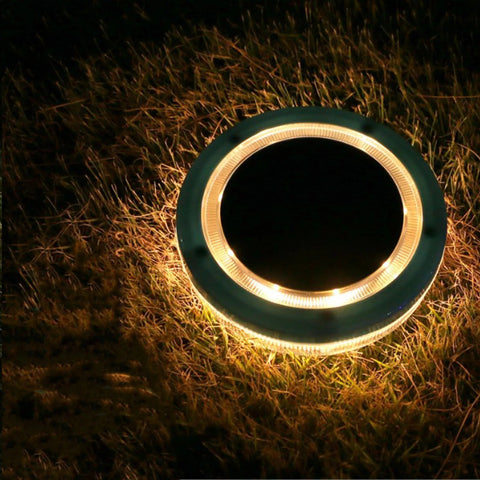 Solar Floating Pool Light by Solightify illuminating a swimming pool with colorful LED lights on the water surface.