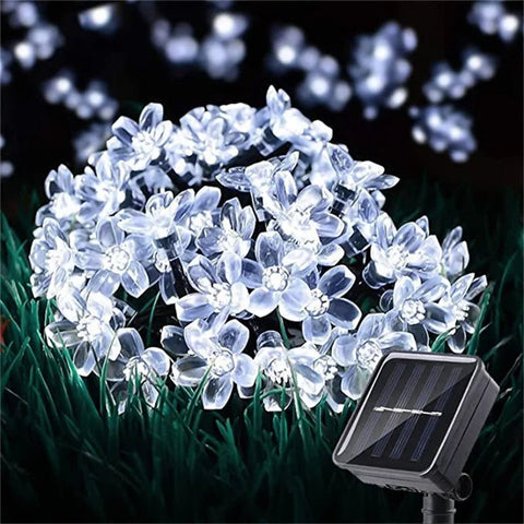 Waterproof Solar Fairy Flower Outdoor String Lights for Garden (White) - Solightify